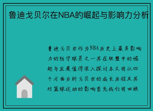 鲁迪戈贝尔在NBA的崛起与影响力分析